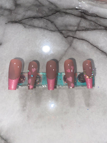 Press On Nails-Pink hearts